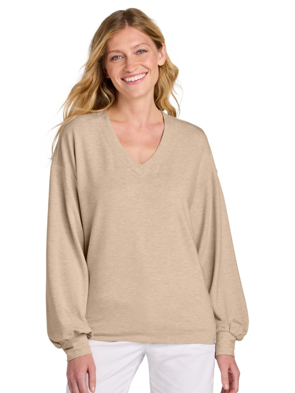 Travis Mathew Women’s Long Weekend V-Neck Natural Heather Size Medium
